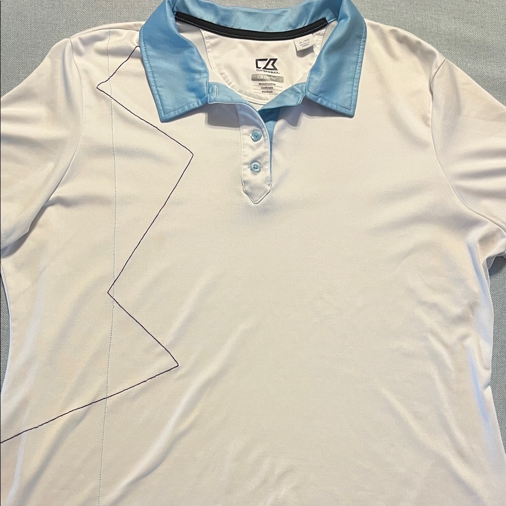 Cutter & Buck Men's Polo with Light Blue Accents